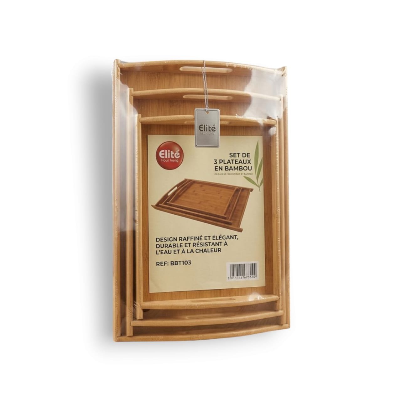Set de 3 plateaux en bambou Elite BBT103 Set de 3 plateaux en bambou Elite BBT103